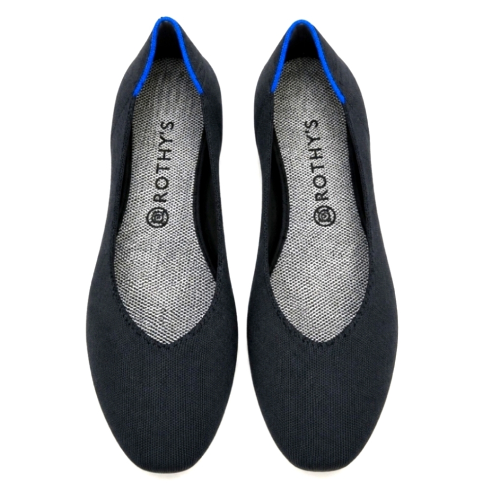 ROTHYS BLACK round Toe Flats Size 7
